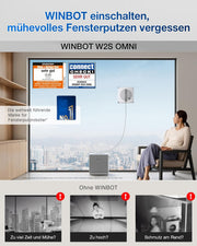 Robot limpiacristales ECOVACS WINBOT W2S Omni con estación multifunción, limpieza inteligente hasta los bordes con TruEdge™, carga durante el funcionamiento, TRES boquillas de agua, protección de 12 niveles