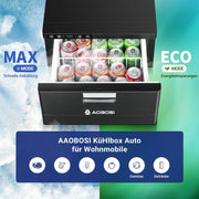 AAOBOSI Nevera de compresor de cajón 31L 12V/24V, control por aplicación, -20°C a 20°C, modo Max/Eco para coche, camión, barco y camping
