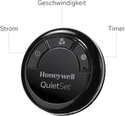 Ventilador de pedestal oscilante Honeywell Advanced QuietSet (5 ajustes de velocidad, función de temporizador, oscilación de 70°, altura ajustable, control remoto, fácil de usar) HSF600B