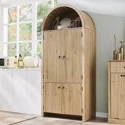 Despensa de cocina alta arqueada de 71", armario de almacenamiento moderno con 3 estantes ajustables, 6 estantes en la puerta, para cocina, sala de estar
