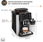 Krups Sensation Lait, Cafetera superautomática, máquina de espresso, 6 bebidas, Jarra de leche, Cappuccino, Interfaz táctil, Limpieza automática, Plateado, EA912E10