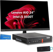Estación completa Lenovo Tiny con monitor Full HD de 24", Intel i5-8400, 16 GB de RAM, 512 GB SSD, Windows 11 Pro + Office 2021, Wi-Fi y Bluetooth, reacondicionado con 3 años de garantía