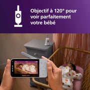 Monitor de bebé Philips AVENT con vídeo conectado por Wi-Fi, cámara HD de alta calidad, visión nocturna por infrarrojos, detección de llanto, audio bidireccional, 12 horas de autonomía en modo eco, SCD951/26