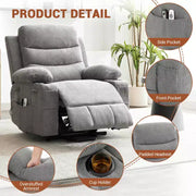Sillón reclinable elevador eléctrico, reclinables eléctricos para ancianos con calor y masaje, asistencia para levantarse con portavasos, bolsillo lateral, para sala de estar