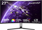 Monitor curvo Amzfast de 27 pulgadas, 180Hz, FHD (1920x1080), 1ms MPRT, curvatura de juego 1500R, luz azul baja, Adaptive Sync, HDR, 130% sRGB, DP 1.2 HDMI 1.4, AMZG27C1