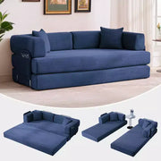 Sofá cama convertible 5 en 1: diván de suelo de pana de 78.8" con brazos, respaldo y cojines ajustables