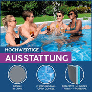 Set completo de piscina desmontable Bestway Power Steel con depuradora de arena, 488 x 244 x 122 cm, gris, rectangular