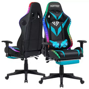 Sillón de oficina ergonómico Hoffree para juegos, reclinable, con masaje, altavoz Bluetooth y luz RGB