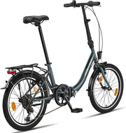 Bicicleta plegable Chillaxx Bike URBAN de 20 pulgadas, 6 velocidades Shimano, luces, sistema de plegado rápido, bicicleta plegable ligera, portaequipajes
