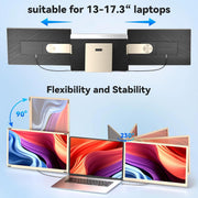 Extensión de pantalla para portátil, monitor triple portátil FHD 1080p de 15,6", compatible con Windows, Mac, Chrome, para portátiles de 13" a 17,3"