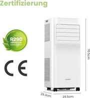 Aire acondicionado portátil Comfee Breezy Cool Pro 2.6, 9000 BTU 2,6 kW, refrigeración, ventilación y deshumidificación, control por aplicación, para habitaciones de hasta 88 m³ (33 ㎡), aire acondicionado móvil con tubo de escape [clase energética A]