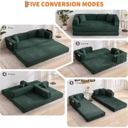 Sofá Cama Convertible 5 en 1, Sofá Cama Modular de Pana de 78.8" con Estructura Robusta, Futón Multifuncional para Espacios Pequeños, Sala de Estar y Habitación de Huéspedes
