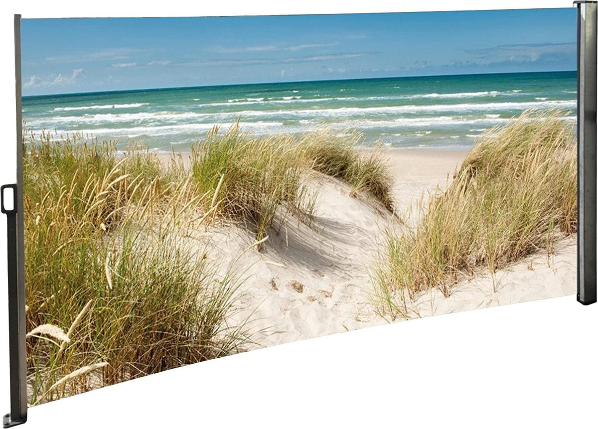 Toldo lateral pantalla de privacidad impresión fotográfica playa duna mar Báltico paraviento derecha 160x300 cm