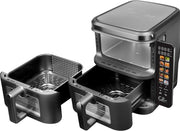COBNN Freidora de aire vertical de doble compartimento, 11L Dual Zone Airfryer con pantalla a color plegable, 10 programas, ventana de visualización, material ignífugo V0, 2800W