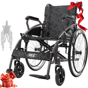 Silla de ruedas plegable y ligera VOCIC U31 autopropulsada, 150 kg, ruedas de 60 cm, asiento de 46 cm, doble freno, 17,5 kg, para exteriores y personas mayores