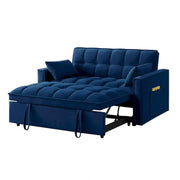 Sofá Cama Biplaza 4 en 1 con Apoyabrazos y Bolsillos de Almacenamiento, Sofá Cama Extraíble Tapizado Multifunción con Respaldo Ajustable