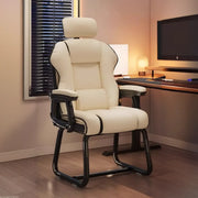 Silla ejecutiva ergonómica de cuero con respaldo alto color amarillo