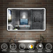 AICA Mueble de baño 120cm Roble Wotan, doble lavabo + espejo luminoso 3 colores + regulable