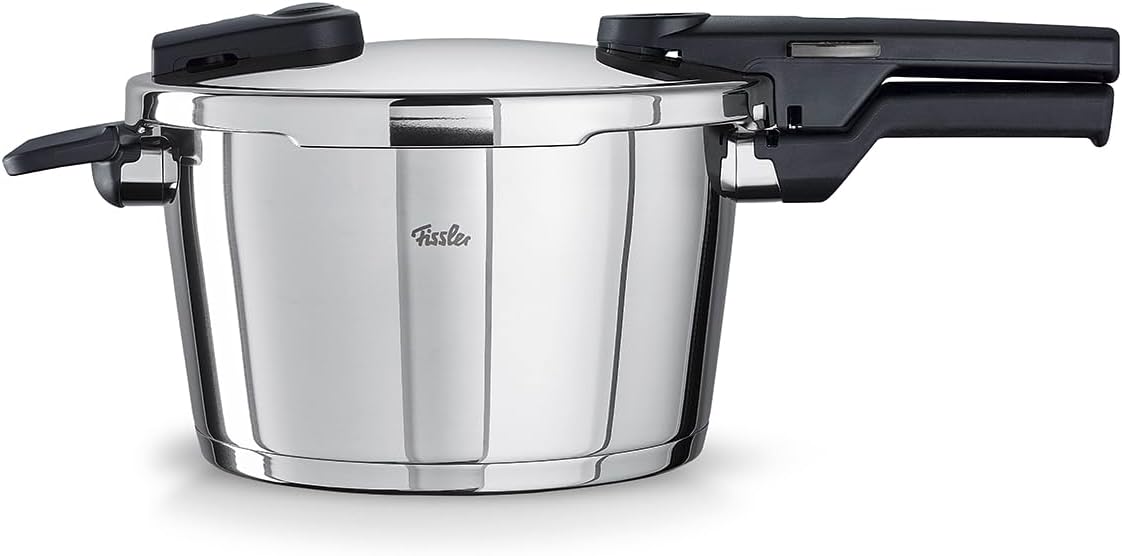 Olla a presión Fissler Vitaquick (4,5 L, Ø 22 cm) de acero inoxidable, 2 niveles de cocción, fabricada en Alemania - inducción