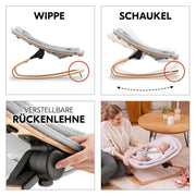 Hauck Trona Beta+ Newborn Set Eco Bouncer - Trona de madera evolutiva para bebés desde el nacimiento, incluye accesorio para recién nacidos, cojín de asiento y bandeja - Gris oscuro