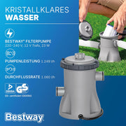 Set de piscina con estructura Bestway Power Steel con bomba de filtro 305 x 200 x 84 cm, gris, ovalada