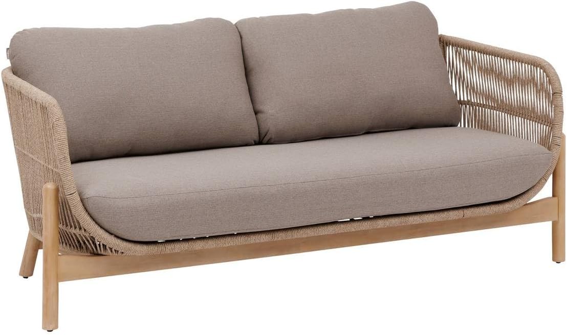 Hespéride – Sofá de jardín Deona en color topo y acacia – 2 plazas – Cojines desenfundables e hidrófugos – Muebles de jardín, terraza y balcón