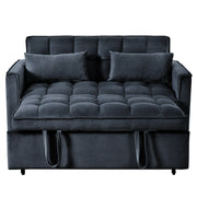 Sofá cama extraíble moderno, sofá cama 3 en 1 con respaldo ajustable, sofá biplaza de terciopelo, almohadas y bolsillos laterales