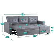 Sofá seccional reversible convertible con cama extraíble, chaise longue con almacenamiento oculto y patas duraderas