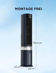 Enfriador de aire Midea Sensicool con refrigeración por agua de 7L | Aire acondicionado portátil sin tubo de escape | Ventilador con refrigeración por agua | Enfriador evaporativo de 2000 m³/h, 6 velocidades, pantalla táctil (azul)