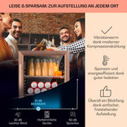 Mininevera Klarstein con puerta de cristal para habitaciones, refrigerador de bebidas con estantes ajustables, pequeño de 80 litros, frigorífico silencioso para interiores/exteriores