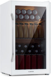 Mininevera Klarstein con puerta de cristal para habitaciones, refrigerador de bebidas con estantes ajustables, pequeño de 80 litros, frigorífico silencioso para interiores/exteriores