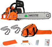 Motosierra térmica 62 cc, espada de 50 cm con 2 cadenas + funda de transporte