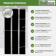 Rampa de carga de aluminio DREIBREIT by TRUTZHOLM, 215 cm, plegable en 2 secciones, capacidad de carga 1020 kg, revestimiento gris/negro, rampa de acceso