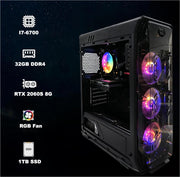 STGsivir PC Gamer Fijo, Ordenador Gaming, GeForce RTX 2060 Super 8GB GDDR6, Core i7 hasta 4.0Ghz, 32GB DDR4, 1TB SSD, WiFi 6, BT5.0, Ventilador RGB x3, Windows 11 Pro