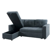 Sofá seccional reversible convertible con cama extraíble, chaise longue con almacenamiento oculto y patas duraderas