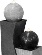 Fuente de jardín Dehner Ying Yang con iluminación LED, aprox. 94 x 41,5 x 24 cm, poliresina, gris