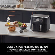Freidora de aire NINJA Foodi DualZone, 2 compartimentos, 2 zonas de cocción independientes, capacidad de 7,6 L, freidora de aire 6 en 1, máx. 240 °C, piezas antiadherentes extraíbles aptas para lavavajillas, negro AF300EU