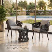 tectake® Gartenmöbel-Set Lugano Rope-Design, Aluminiumgestell, Tisch 2 Stühle, Dicke Sitzpolster, Gartenlounge, Loungemöbel, Gartensitzgruppe, Outdoor Lounge Set, Terrassenmöbel, Balkonmöbel
