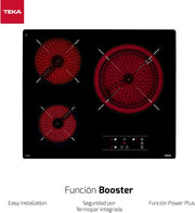 TEKA Placa Vitrocerámica 60 cm, 3 Fuegos, Touch Control, Función Stop & Go, Indicador de Calor Residual, Modelo TB 6315