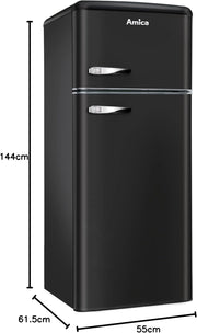 Frigorífico/Congelador Retro Amica KGC 15632 T / Azul hielo (Turquesa) / 144 cm (Al) x 55 cm (An) x 62 cm (Pr) / Diseño retro / Frigorífico con congelador