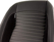 Asiento tipo baquet AutoStyle 'Classic II' - Piel sintética negra + ante + costuras grises - Respaldo ajustable a la izquierda - incl. guías