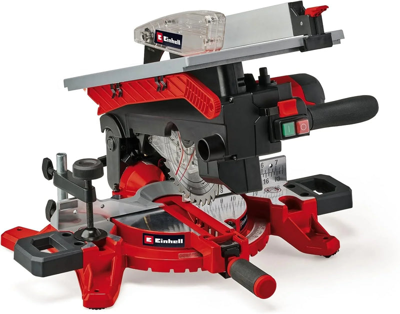 Einhell Sierra ingletadora, de corte transversal y de mesa TE-MS 216 T (1500 W, hoja de sierra de Ø216 mm, ancho de corte 120 mm, profundidad 55 mm, incl. láser de línea de corte, función de sierra circular de mesa)