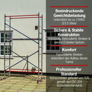 Home Master Torre de andamio para bricolaje, andamio móvil, montaje rápido, plataforma de trabajo de aluminio, 4 metros