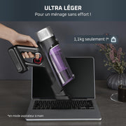 Rowenta X-Force Flex 9.60 Allergie Aspiradora escoba sin cable, filtración antialergénica, potente 100AW, ultraligera, autonomía 45min RH2038WO, negro/violeta
