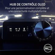 Razer Kraken V4 Pro - Auriculares inalámbricos para juegos con centro de control - Tecnología háptica Sensa HD (centro de control OLED, transductores Triforce de 40 mm, HyperSpeed y Bluetooth, audio espacial THX, RGB) Negro