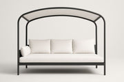 Sofá cama de día para exterior en metal y algodón blanco