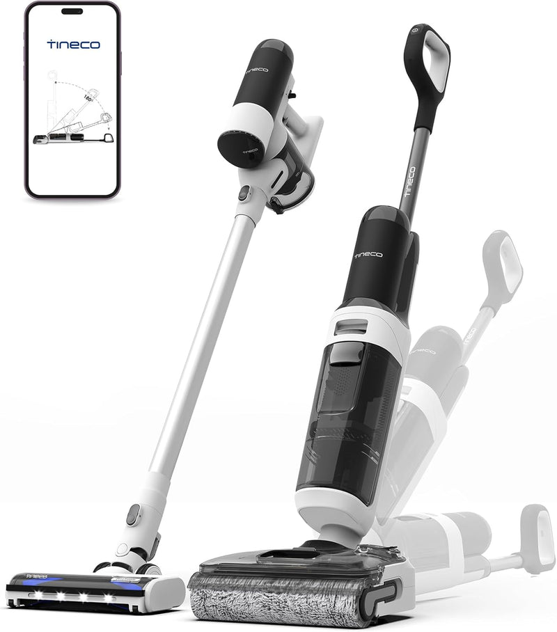 Tineco Floor One Switch S6 Stretch Aspirador y Fregasuelos Seco y Húmedo, Multifunción, Reclinable a 180°, Autolimpiante, 65 minutos de autonomía, Limpieza de bordes por ambos lados, Limpieza de toda la casa