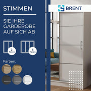 Brent - Armario con espejo, 100 cm de ancho, Windsor Tomy I Armario de dormitorio con 2 barras para ropa y estantes para ropa I Armario ropero Roble Sonoma