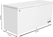 METRO Professional Arcón congelador GHF2500, 500 L, 125 W, congelador horizontal, 2 cestas de almacenamiento, cerradura de puerta, alarma de temperatura, ruedas, blanco