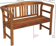 Banco de jardín rústico DEGAMO Rosario de madera de acacia aceitada, 2 plazas 120 cm, certificado FSC®